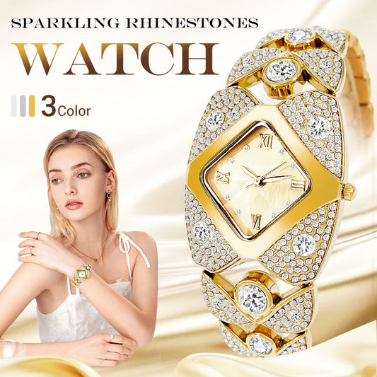 ⏳50% Korting! Retro Quartzhorloge met Fonkelende Strass-Steentjes – Glamoureus & Tijdloos⌚