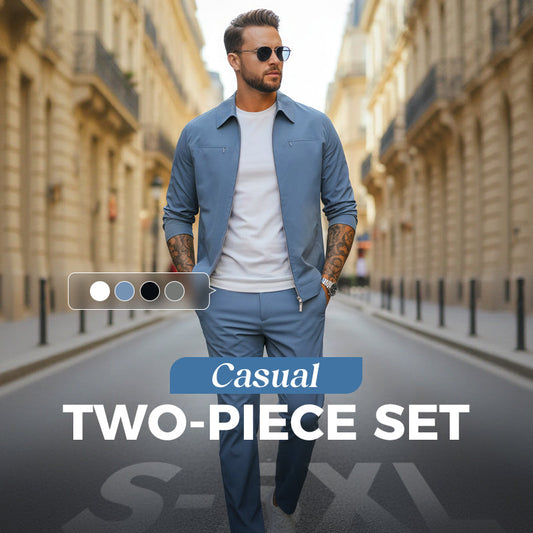 ✈️Gratis verzending✈️Effen casual herenset van 2 stuks – jas en broek