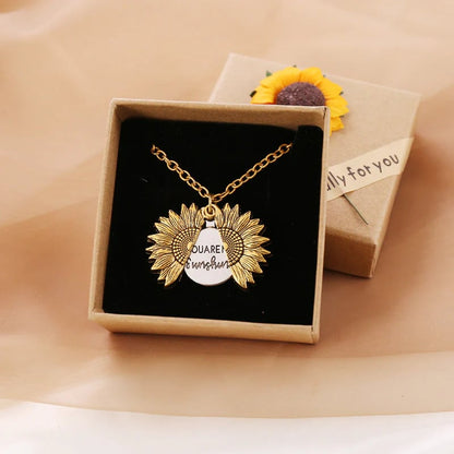 🔥🌞"You Are My Sunshine" Zonnebloem ketting🌻(Dubbelzijdige gravure)