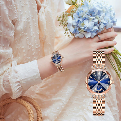 🎀50% KORTING Nieuwjaarsuitverkoop🎀Modieus Diamond Moon Star-horloge voor dames