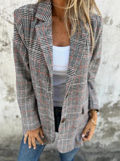 🥰Seizoensaanbieding tegen superlage prijs🥰Casual geruite blazer met revers