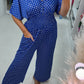 Zomeruitverkoop 49% korting🔥🍃💙Gestippelde Print Elastische Taille Jumpsuit