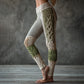 Vintage Viking-leggings met Keltisch knoopmotief en jacquardbreisel in de vorm van een levensboom