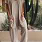 Casual V-hals Effen Kleur Jumpsuit