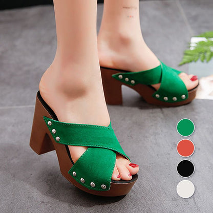 Women's Platform Chunky High-heeled Slippers🥰🥰💖HOT SALE-49% KORTING