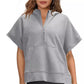 Zomeruitverkoop 49% korting🔥2024 Oversized casual pullover-tops met korte rits en korte mouwen en zakken