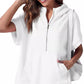 Zomeruitverkoop 49% korting🔥2024 Oversized casual pullover-tops met korte rits en korte mouwen en zakken