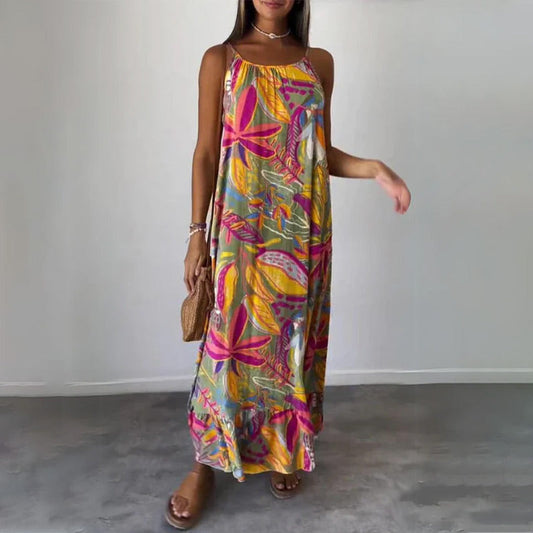 🌈49% korting🌼 Mouwloze lange jurk met print