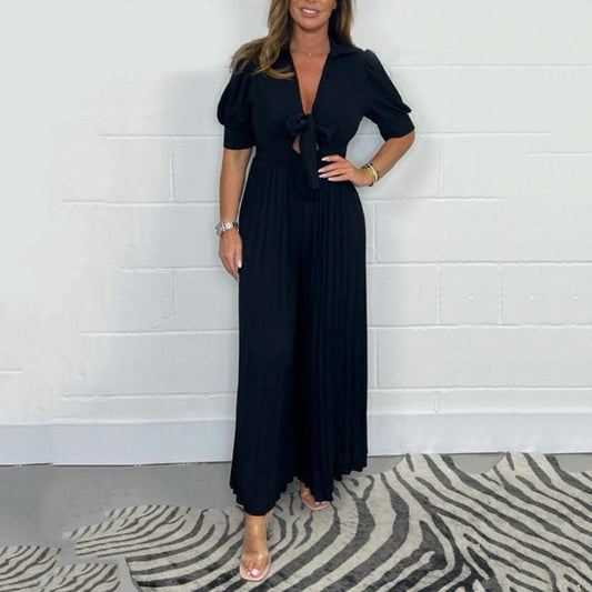 49% korting in de zomer🔥Dames Effen Kleur Geplooide Jumpsuit