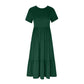 ✨Robe plissée à col rond de couleur unie pour femmes✨
