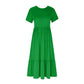 ✨Robe plissée à col rond de couleur unie pour femmes✨