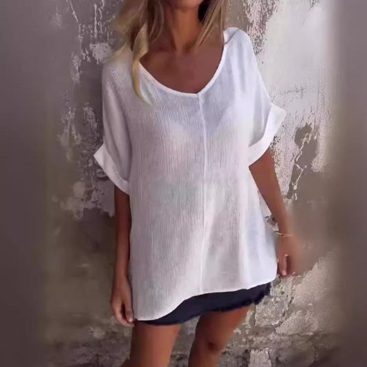 Zomer beperkte tijd 49% korting✨🔥T-shirt met oversized V-hals voor dames