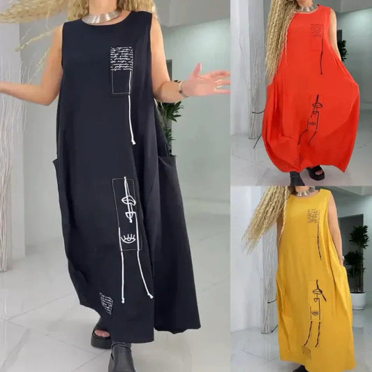 Zomerpromotie voor nieuwe producten 49% korting🔥Casual mouwloze maxi jurk voor vrouwen in grotere maten