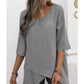 🌿🥰Ademende losse top met ronde hals en onregelmatige zoom