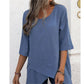 🌿🥰Ademende losse top met ronde hals en onregelmatige zoom