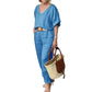 2-delige set: losse top en broek met V-hals en zakken