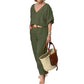 2-delige set: losse top en broek met V-hals en zakken
