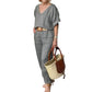 2-delige set: losse top en broek met V-hals en zakken