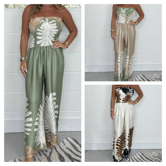 Sexy zomerprint losvallende strapless jumpsuit voor dames💖