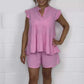 Zomer nieuwe productactie 49% korting🔥🎊Women's Cheesecloth Ruffle Shorts & Top Set