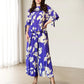 Zomeruitverkoop 49% korting🔥Bloemen strik mouw top wijde pijpen broek 2-delige set