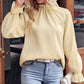49% korting Zomer Uitverkoop🔥Dames Herfst Effen Rimpel Langemouw Jacquard Top