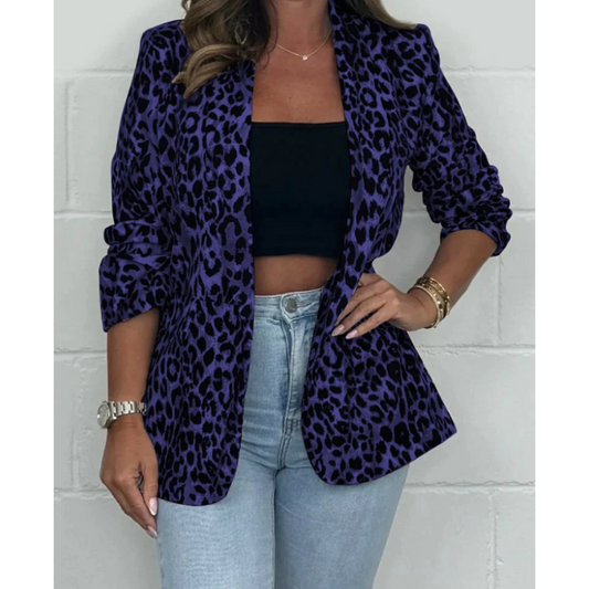 Nieuwe productpromotie 49% korting🔥Dames blazer met luipaardprint en lange mouwen