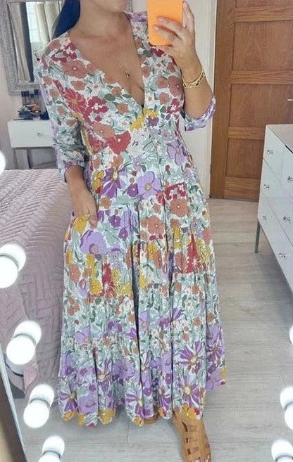 Nieuw product 49% korting 🔥💃Bloemenprint met tierende zoom Maxi Dress