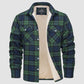 Heren Sherpa Overhemd Fleece Gevoerd Flanellen Overhemdjas met 3 Zakken Casual Geruite Winterjas met Knoop
