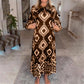 Bohemian Casual Bedrukte Lange Mouw Jurk voor Dames