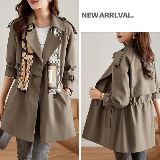 Dames afslankende mid-length trenchcoat met revers