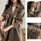 Dames afslankende mid-length trenchcoat met revers