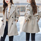 Dames afslankende mid-length trenchcoat met revers