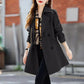 Dames afslankende mid-length trenchcoat met revers