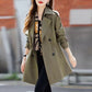 Dames afslankende mid-length trenchcoat met revers