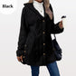 Warm damesjack met capuchon met diamantpatroon