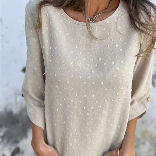 🌸Casual jacquardtop met ronde hals voor dames