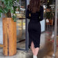 Dames Bodycon Splitjurk met lange mouwen en V-hals