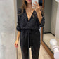 🎅Kerstverkoop - 50.% UIT⏳Glitterende jumpsuits voor dames met V-hals en riem