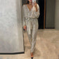 🎅Kerstverkoop - 50.% UIT⏳Glitterende jumpsuits voor dames met V-hals en riem