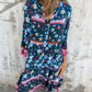 Casual Bloemen V-hals Jurk met Knopen