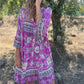 Casual Bloemen V-hals Jurk met Knopen