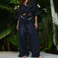 Dames Tweedelige Set Katoen-Linnen Oversized