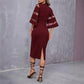 Elegante midi-jurk met transparante mouwen