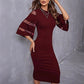 Elegante midi-jurk met transparante mouwen