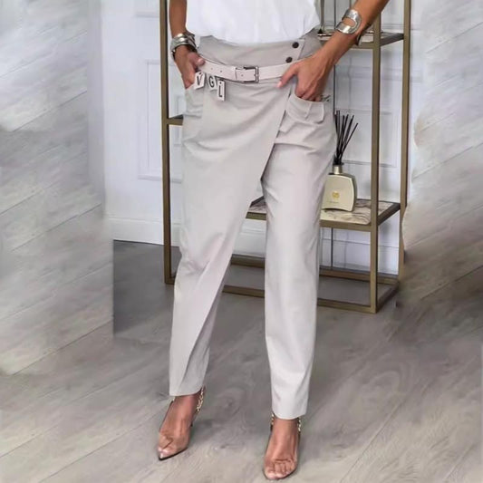 Vrouwen effen kleur onregelmatige casual broek