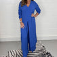 Dames Loose Split Long Top en Broek 2-Delige Set