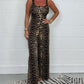 Sexy backless jumpsuit met ronde hals en wijde pijpen voor dames