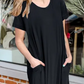 Casual Vrouwen Casual Korte Mouw Zak Split Maxi Dress