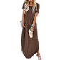 Casual Vrouwen Casual Korte Mouw Zak Split Maxi Dress